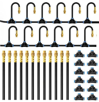 MIXC 1/4" Drip Irrigation System, Adjustable Copper Nozzles (7.8ft Rod Length, 12pcs nozzles and connectors,NO Water Pipe)
