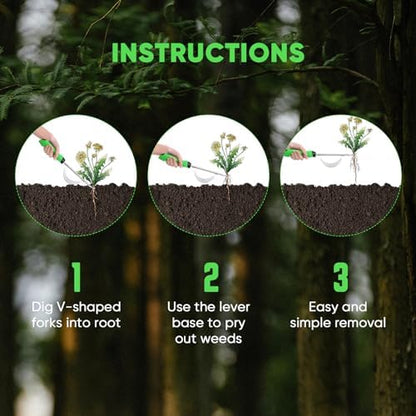 Grootpow Weed Puller + Hand Weeder - Bundle Stand Up Weed Puller & Hand Weeder Tool for The Easiest & Most Effective Weed Removal