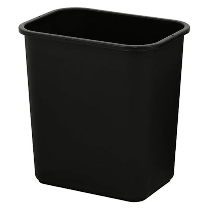 United Solutions 7 Gallon / 28 Quart Efficient Trash Wastebasket, Fits Under Desk, Small, Narrow Spaces in Commercial, Kitchen, Home Office, Dorm, Easy to Clean, Black (Pack of 12)