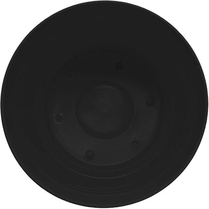 Bloem Saturn 10" Plastic Planter with Saucer, Black | Medium-sized pot with built-in drainage holes and detachable saucer tray to protect surfaces and keep your plant happy.