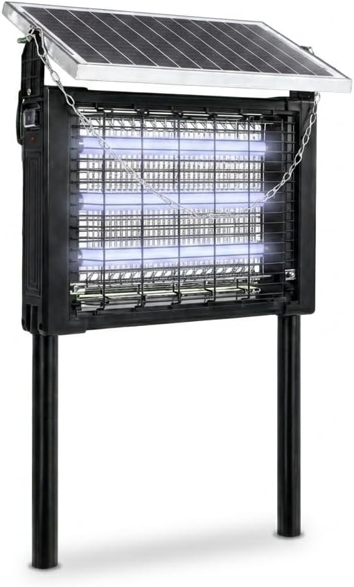 Solar Bug Zapper Outdoor, Waterproof High Powered 4500v, Electric Mosquito Killer Rechargeable Mosquito Zapper Fly Trap for Terrace Garden Backyard, Patio Rv Camping Pond Pest Control