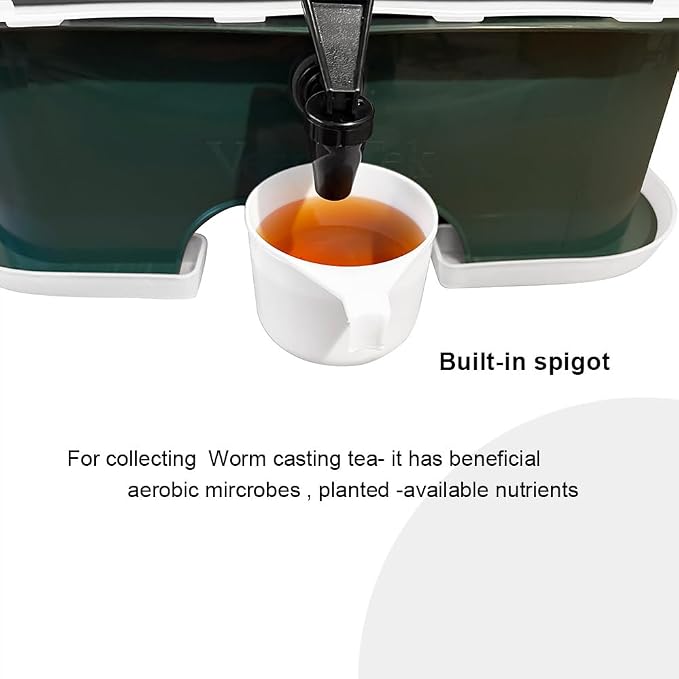 ® Plus US Made 5 – Tray Worm Composter -Forest Green,Sustainable Design for Both Indoor & Outdoor, Worm Compost Bin for Vermicomposting Starter, Recycling Food Wastes