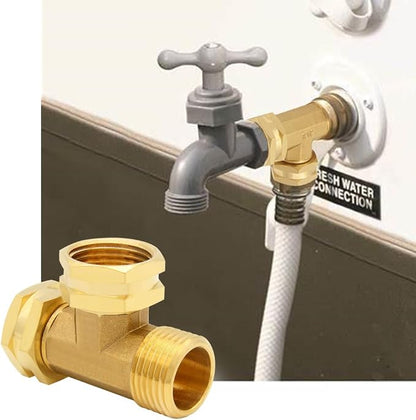 Uenede 2PCS Brass 3/4 Inch GHT Swivel Tee Pipe Fitting 3/4" GHT Female x Female x Male for Garden Hose Threaded Tube Pipe Fittings