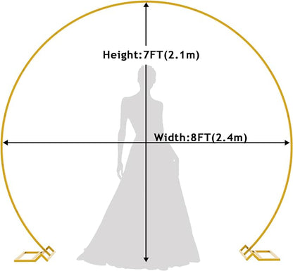 Wokceer Round Backdrop Stand 8FT Gold Wedding Arch Metal Circle Balloon Arch Stand for Birthday Party Wedding Bridal Shower Anniversary Ceremony