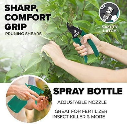 Scuddles Premium Gardening Kit for Women – 10 Stainless Steel Tools with Ergonomic Handles, Tote Bag, Kneeling Pad, Shears, Gloves, Rake, Trowel & Shovel – Garden Set for Planting, Pruning & Gifts