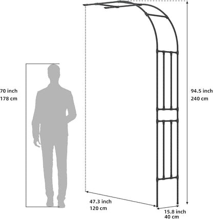 BUKLIYN Half Sided Arch Against The Wall Garden Arch Trellis - Garden Arch Arbor Trellis for Climbing Plants Outdoor - Garden Arch Trellis Arbor for Home Yard and Garden（Black）