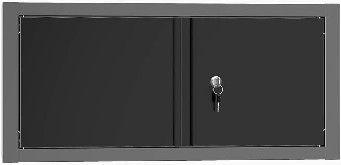 JZD Metal Wall Cabinet with Two Lockable Doors, Steel Wall Chest for Kitchen Warehouse Home Office Garage