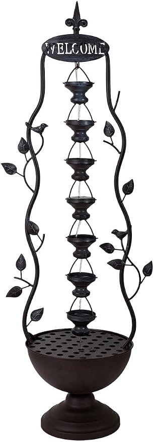 42" Outdoor Water Fountain 7-Tiers Cascading Garden Water Feature | Vintage Waterfall Fountains, Rustic Metal Outside Soothing Water Flow for Garden Patio Yard Porch Home Decor