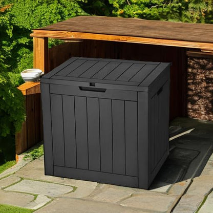 YITAHOME 30 Gallon Deck Box Outdoor Storage Box | Waterproof Resin Package Delivery and Storage Box with Lockable Lid for Patio Furniture Cushions, Pool Accessories, Garden