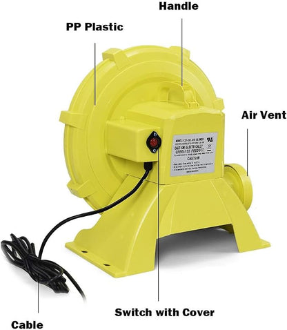 COSTWAY Bounce House Blower 950 Watt 1.25 HP for Inflatable Bounce House Bouncy Castle,Yellow/Green