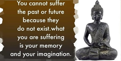 Bellaa Buddha Statue Zen Home Decor Mindfulness Meditation Sculpture Peace Harmony Dhyana Mudra Sitting Blessing Altar Figurine Vintage Black 22739