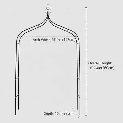 Thick Gothic Pointed Metal Garden Arch Rust-Proof for Climbing Vines Roses | 8.5 ft H x 4.8 ft W, 16mm Steel Tube Arbor for Plants, Clematis, Jasmine, Party Decor for Wedding, Halloween, Christmas