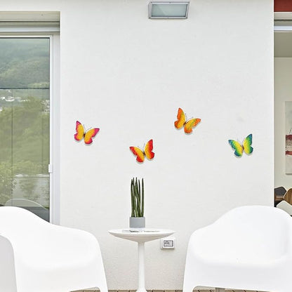 dreamskip Metal Butterfly Wall Decor Art, 4 Pack Colorful Metal Butterflies, Hand Painted for Garden, Yard, Fence, Patio, Living Room, Bedroom Decoration