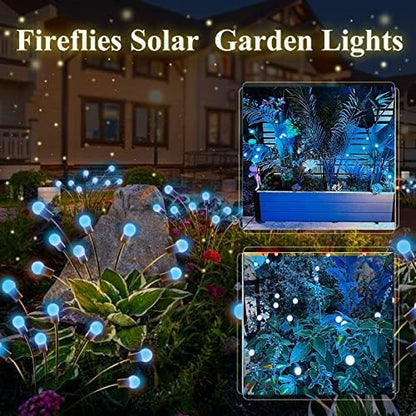 6 Pack Solar Firefly Lights Outdoor Swaying Garden Decorations 48 LED Blue | 2 Lighting Mode, Auto On/Off, Sway with Wind, Waterproof Solar lights Outdoor for Walkway Yard Terrace Holiday Decorations