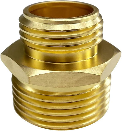3/4” GHT Male x 1” NPT Male Connector, Brass Garden Hose Fitting, Adapter, Industrial Metal Brass Garden Hose to Pipe Fittings Connect (2 Pack)