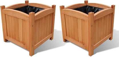 Set of 2 Wooden Raised Bed Planter Garden Boxes Outdoor, Outdoor Herb Garden Planter for Vegetables, Flowers, and Succulents, 11.8"x11.8"x11.8,-112