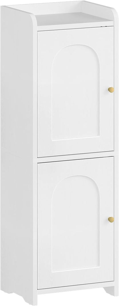 Hzuaneri Bathroom Storage Cabinet, Small Corner Floor Cabinet with 2 Doors and Adjustable Shelf, Narrow Toilet Paper Cabinets, Bathroom Organizer for Small Spaces, 7.9" D x 9.8" W x 29.5" H White