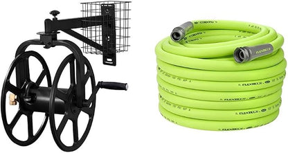 Liberty Garden Hose Reel and Flexzilla Garden Hose Bundle | Holds 125 Feet Hose