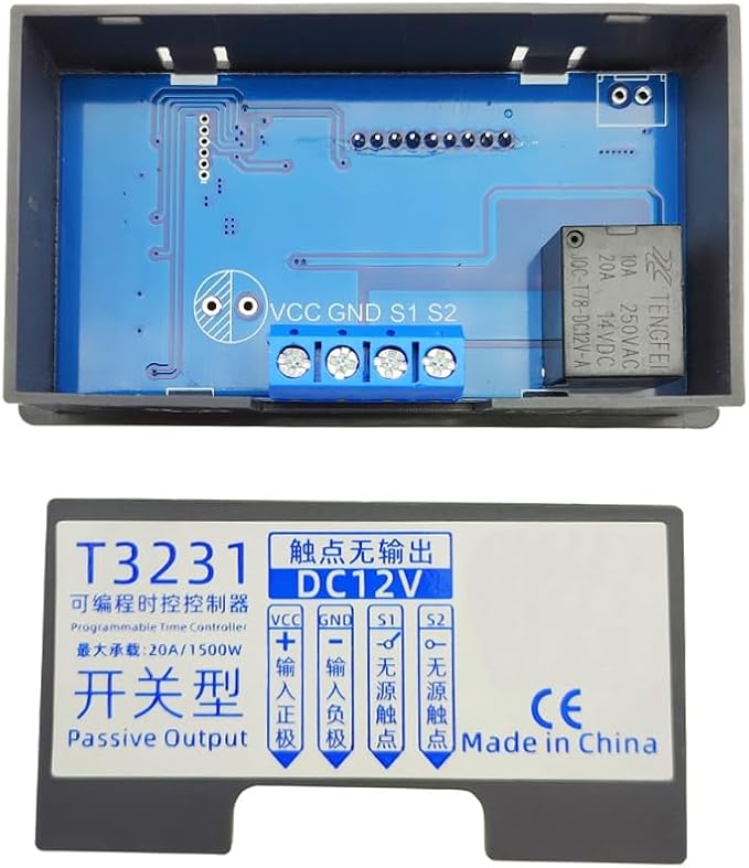 2PCS Programmable Time Controller Timer Delay Relay Module 20A 1500W Switch Type Passive Output Timer Switch LED Digital Display (DC12V Upgraded Version)