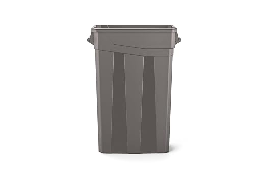 Suncast Commercial 23-Gallon Narrow Trash Can with Handles - Durable Garbage Can, Gray, Made in the USA