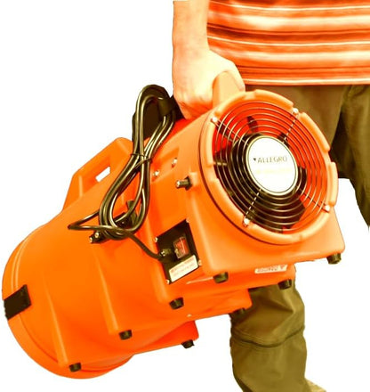Allegro Industries-9533-25 32" X 13 12" X 14 12" 831 cfm 13 hp 115 VAC 3 A Motor Polyethylene Com-Pax-Ial Blower with Canister and 8" X 25' Duct,Orange