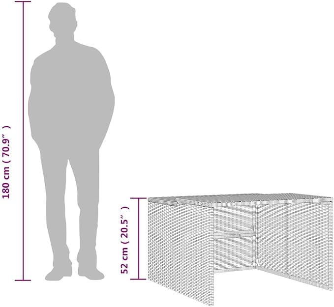vidaXL Robot Mower Garage, Outdoor Lawn Mower Storage, Garden Storage Small Shed for Lawn Mower, Robot Mower Carport, Lawn Mower Shelter, Gray Poly Rattan
