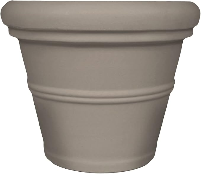 Tusco Products RR135SF Rolled Rim Garden Planter, 13.5-Inch, Safari