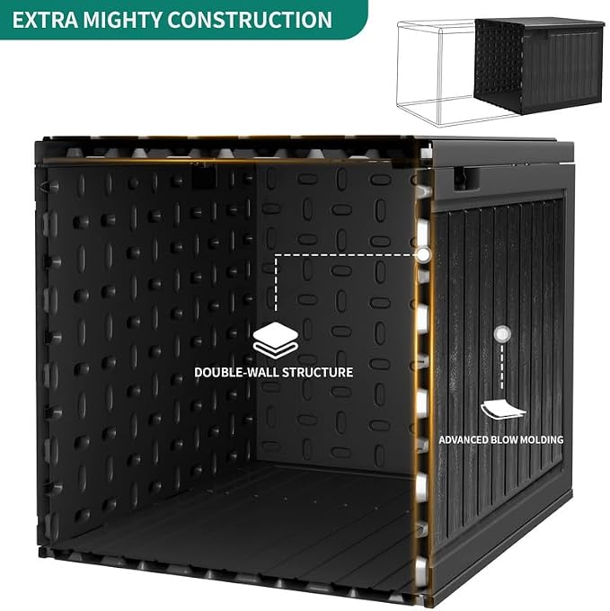 YITAHOME 90 Gallon Large Deck Box | Double-Wall Resin Outdoor Storage Boxes, Deck Storage for Patio Furniture, Cushions, Pool Float, Garden Tools, Lockable &