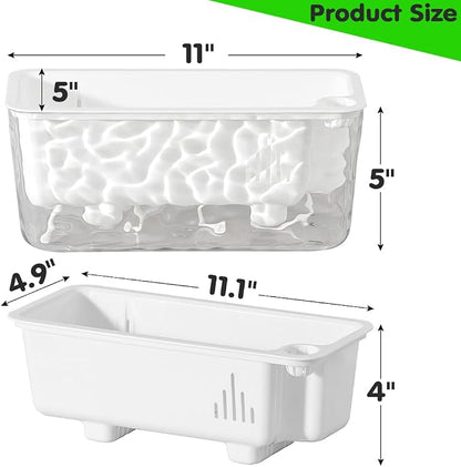 3 Pack Self Watering Rectangular Plant Pots, 11" x 5"x 5" Plant Containers with Drainage Holes, Rectangle Houseplant Window Planters for Succulents, Flowers,Herbs,Vegetables (White)