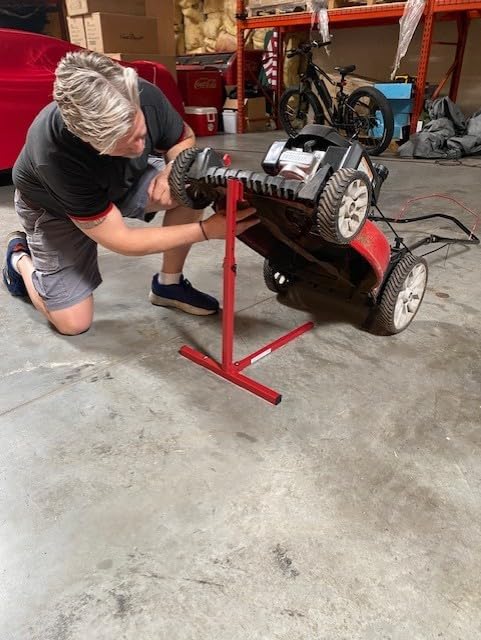 MoJack 45014 Push Lawn Mower Lift - 40 Pound Lift Capacity, Residential Push Mowers, Easy to Assemble & Dissassemble, Mower Parts & Accessories, 16.3" D x 18.1" W x 17.9" H