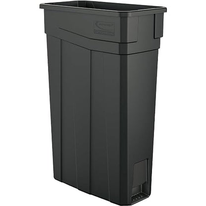 Suncast Commercial 23 Gallon Resin Narrow Trash Can with Handles, Gray, Made in the USA