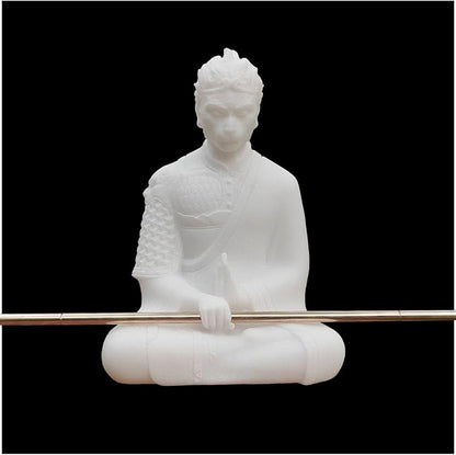 livelyfish Aquarium Sun Wukong Statue Monkey Kings Buddha Statues Zen Sandstone Figurines for Fish Tank Garden Aquarium Decor (White)