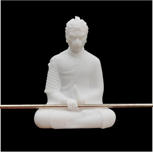 livelyfish Aquarium Sun Wukong Statue Monkey Kings Buddha Statues Zen Sandstone Figurines for Fish Tank Garden Aquarium Decor (White)