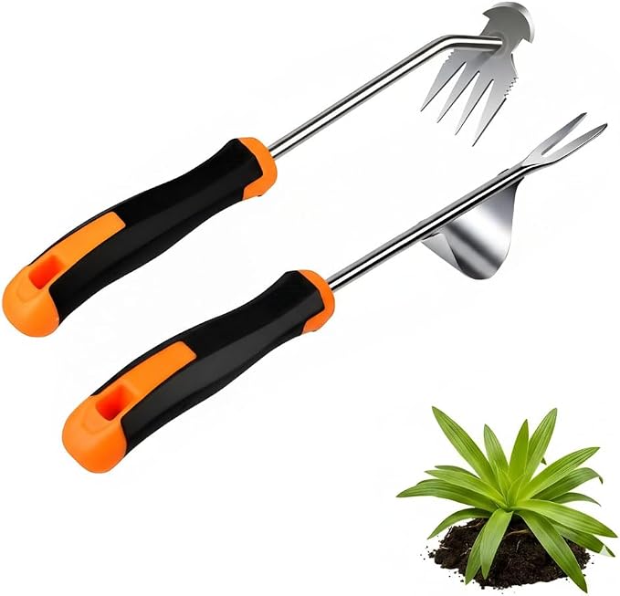 Weed Puller Tool, Portable Rubber-Handled Garden Tools, Four-Tined Weeding Tool, Uprooting Weeding Tools, Crevice Weeder, Yard Weed Tools and Weed Removal Tool (style2)