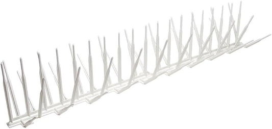 Bird B Gone - White Plastic Anti Bird Spikes (24') - Humane Deterrent - Stops Pigeons & Birds from Roosting - UV-Stabilized Polycarbonate - for Rooftops, Ledges, Fences, Etc - Made in USA