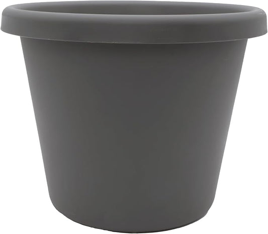 The HC Companies Classic Round Plastic Plant Pot w/Rolled Rim - Lightweight & UV Resistant Flower Pot for Herbs & More - Outdoor & Indoor Plant Pots w/Drainage (8.5 inch Warm Gray, Pack of 1)