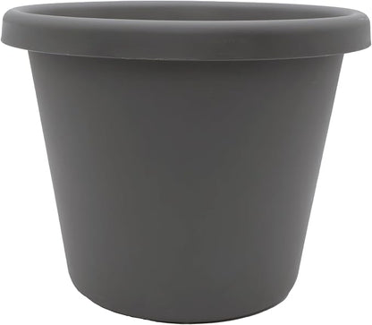The HC Companies Classic Round Plastic Plant Pot w/Rolled Rim - Lightweight & UV Resistant Flower Pot for Herbs & More - Outdoor & Indoor Plant Pots w/Drainage (14 inch Warm Gray, Pack of 1)