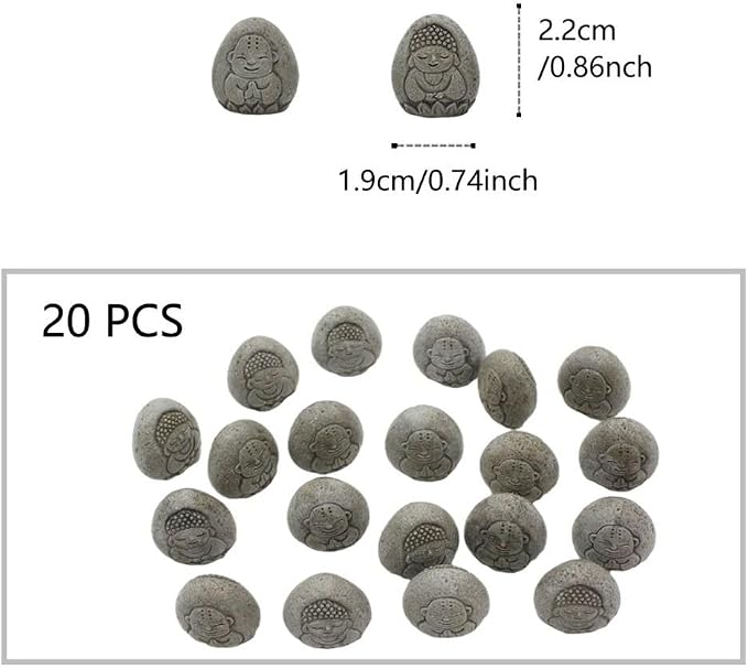 20Pcs Mini Resin Stone Buddha Statues - Garden & Fish Tank Decor, Zen Buddhist Ornaments for Bonsai, Pathways, Terrace Relief Sculptures