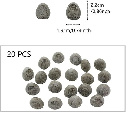 20Pcs Mini Resin Stone Buddha Statues - Garden & Fish Tank Decor, Zen Buddhist Ornaments for Bonsai, Pathways, Terrace Relief Sculptures