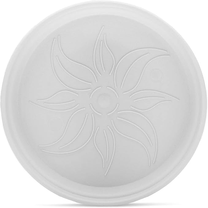 Mintra Garden Pots, 4 Pack Bulk Plastic Plant Pots with Drainage Tray, Round Indoor & Outdoor Decorative Planters with Drain Holes for Flowers, Herbs & Plants, 17cm Diameter – White, 6.6 in