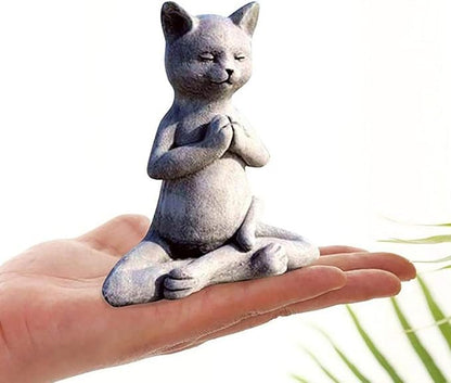 Yoga Cat Meditating Cat Statue Buddha Zen Figurine Art Statue Sculptures Ornament, Resin Meditation Decorative Sculpture Decoration for Indoor Outdoor Home Patio Yard Lawn Garden Decor