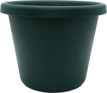 The HC Companies Classic Round Plastic Plant Pot w/Rolled Rim - Lightweight & UV Resistant Flower Pot for Herbs & More - Outdoor & Indoor Plant Pots w/Drainage (14 inch Evergreen, Pack of 1)