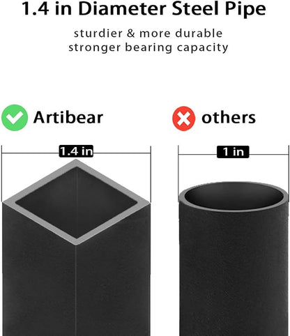 8ft Outdoor Firewood Rack, Upgraded Heavy Duty Logs Stand Stacker Holder for Fireplace - Metal Lumber Storage Carrier Organizer, Bright Black