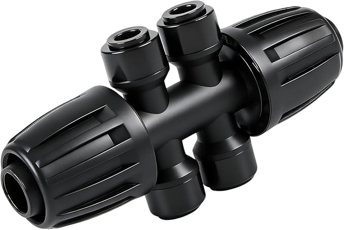 RedChili 8 Pcs Quick Connect 1/2" to 1/4" Drip Irrigation Fittings, Dripline 1/2 Inch (1/2" ID x0.6-0.65" OD) To 1/4 Inch Reducing Tee Adapter Drip Tubing 1/2" to 1/4" Irrigation 6 Way Connectors