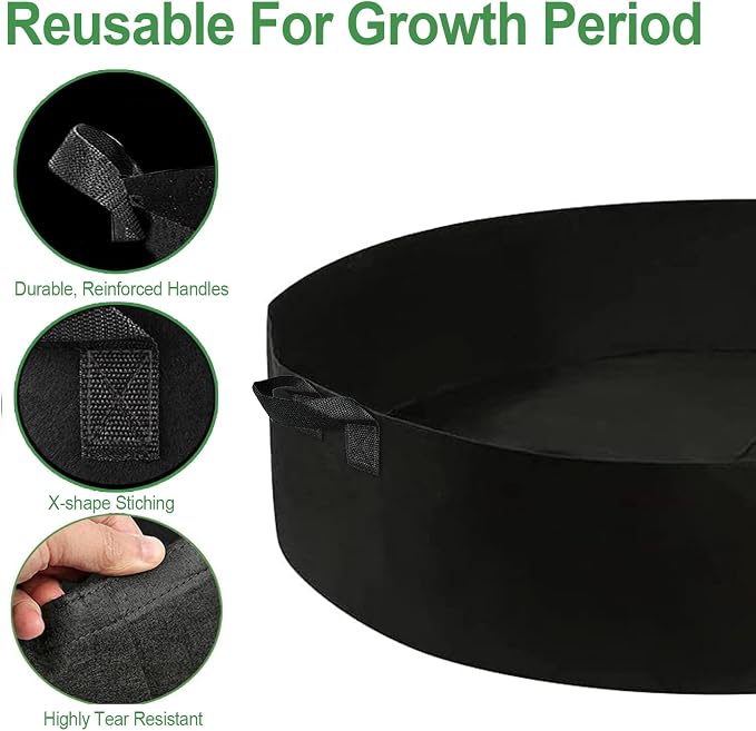 ZtohPyo 2-Pack 15 Gallon Grow Bags,Round Fabric Raised Garden Beds with 2 Handles,Durable Garden Planter Cloth Pots Container to Grow Vegetables for Outdoor Plants