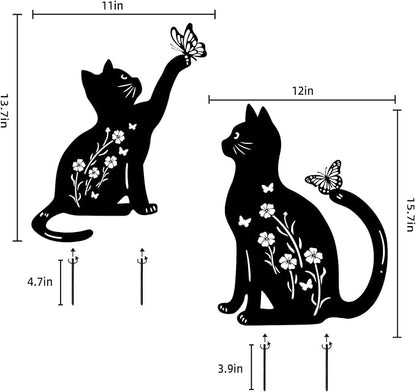 WACLSTDAY Cat Metal Decorative Garden Stakes,Gifts for Women/Men/Cat Lovers,Black Silhouette Statues Summer Garden Decor for Outdoor, Yard Art, Outside,Patio,Forests,Lawn Ornaments