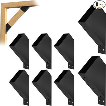 8Pcs 45 Degree Angle Brackets for Pergola Kits - Heavy-Duty Metal Gazebo Brackets & 2x4 Wood Connector, Universal DIY Pergola Bracket Kit with Lumber Compatibility
