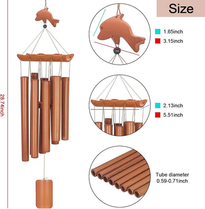 Virekm Bamboo Wind Chimes for Outside, Small Sympathy Wind Chimes Bamboo Windchimes Outdoors with Natural Sounds, Gifts Windchime Indoor Outdoor Decorations for Patio Porch Garden and Backyard