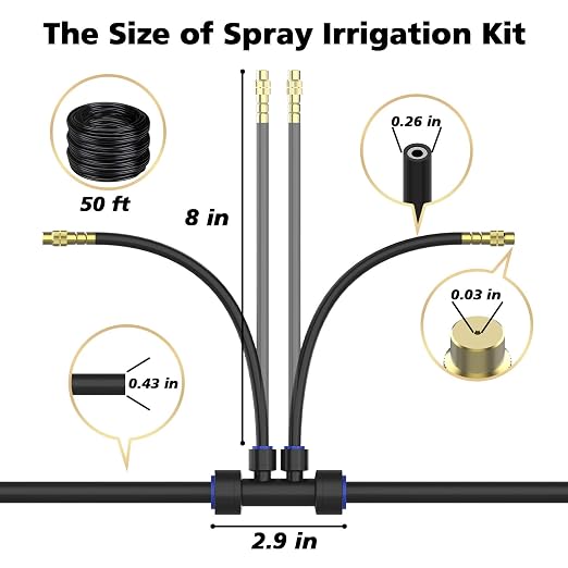 Drip Irrigation System 2 Ports - 360°Adjustable Garden Watering System 50FT with 30 Nozzles, Drip Irrigation Kit for Garden, Yard, Lawn, Greenhouse, Plants, 2/5 inch Hose