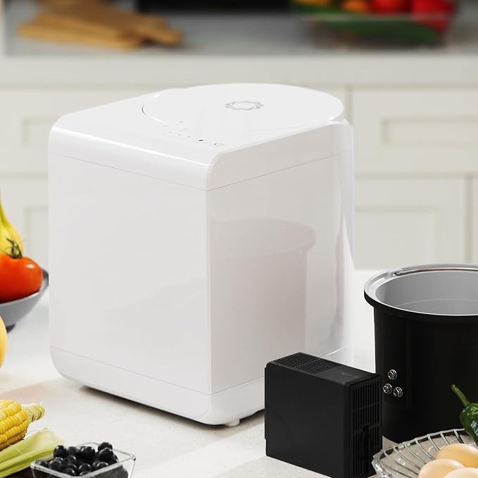 Airthereal Revive R500 Electric Kitchen Composter, SHARKSDEN® Tri-Blade, Pearl White